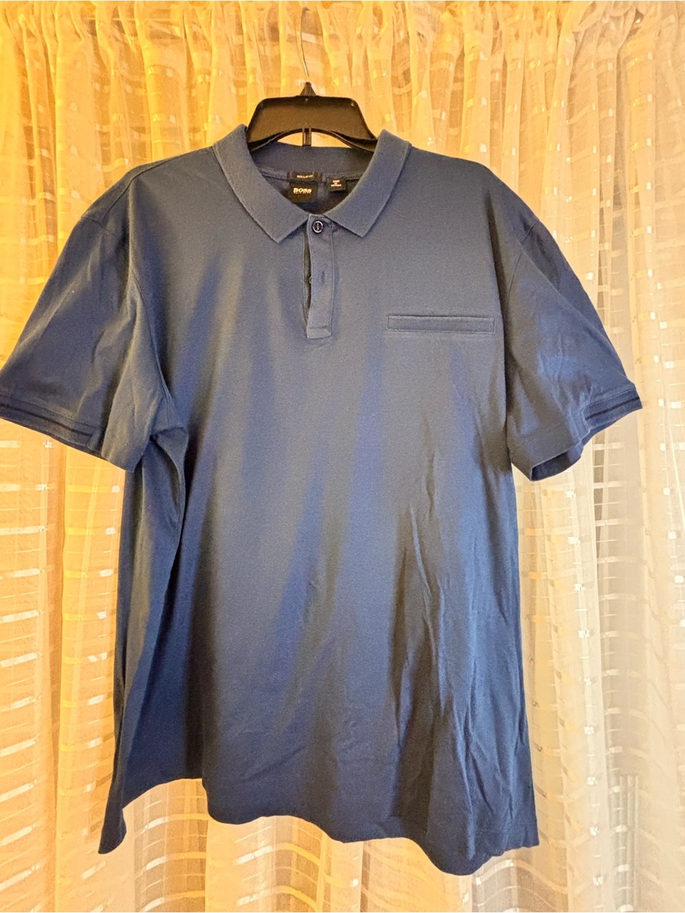 Hugo Boss Navy Blue Short-Sleeve Polo with Chest Pocket